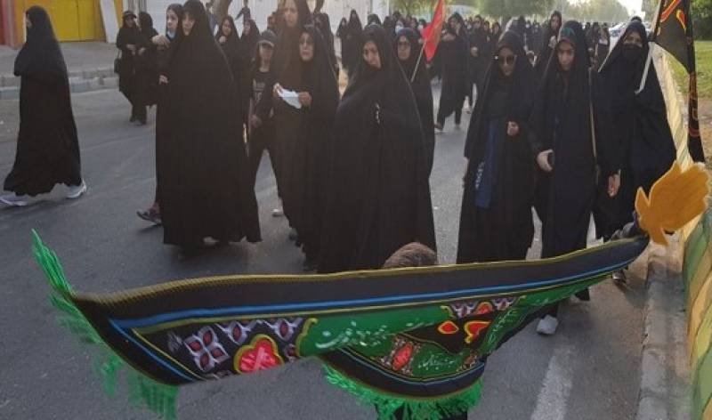 حضور دلدادگان حسینی دیار کریمان در مراسم راهپیمایی جاماندگان اربعین